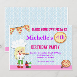 Invitación a la fiesta de cumpleaños de Pizza