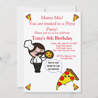 Invitación a la fiesta de cumpleaños de Pizza