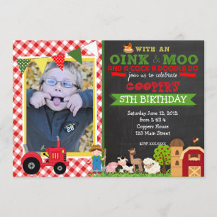 Invitación a la fiesta de cumpleaños de Plaid Farm