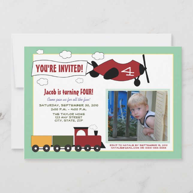 Invitación a la fiesta de cumpleaños de Planes y T (Anverso)