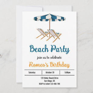 Invitación a la fiesta de cumpleaños de playa