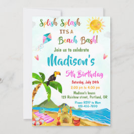 Invitación a la fiesta de cumpleaños de playa Invi