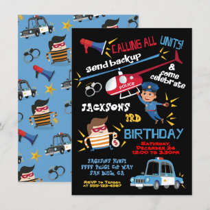 Invitación a la fiesta de cumpleaños de policías y