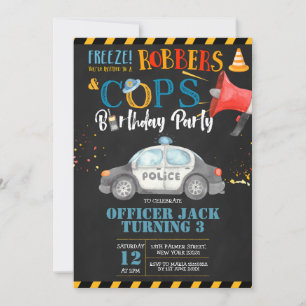 Invitación a la fiesta de cumpleaños de policías y