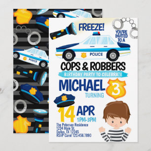 Invitación a la fiesta de cumpleaños de policías y