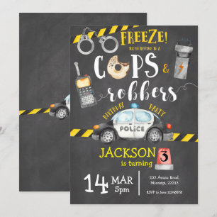 Invitación a la fiesta de cumpleaños de policías y