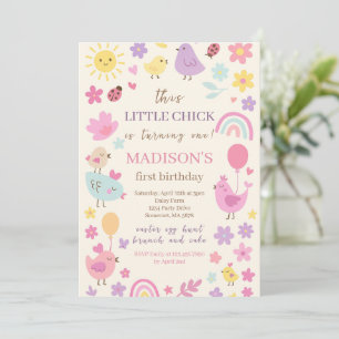 Invitación a la fiesta de cumpleaños de Pollo Rosa