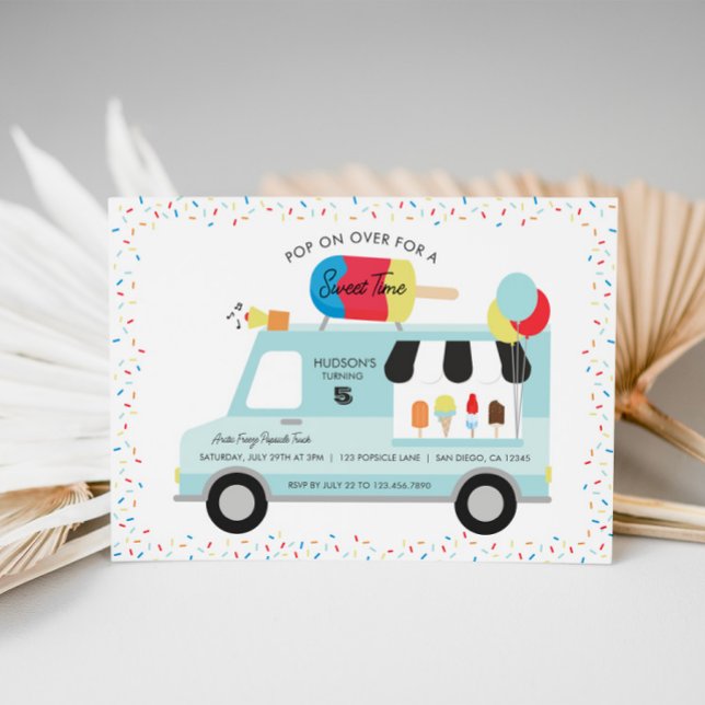 Invitación a la fiesta de cumpleaños de Popsicle T (Popsicle Truck Invitation)