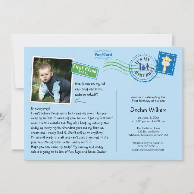 Invitación a la fiesta de cumpleaños de postales d (Anverso)