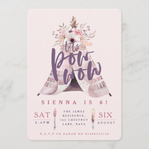 Invitación a la fiesta de cumpleaños de Pow wow te