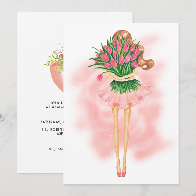 Invitación a la fiesta de cumpleaños de primavera  (Anverso / Reverso)