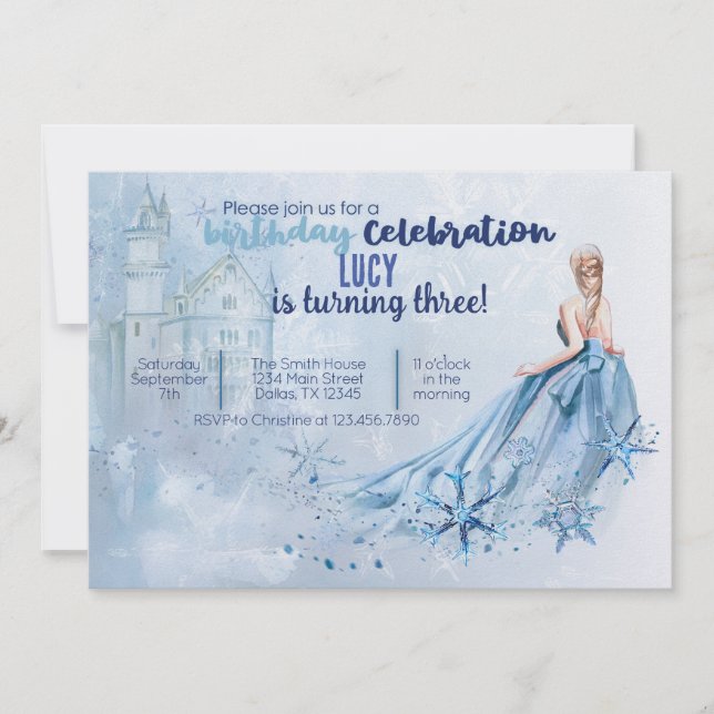 Invitación a la fiesta de cumpleaños de Princesa d (Anverso)