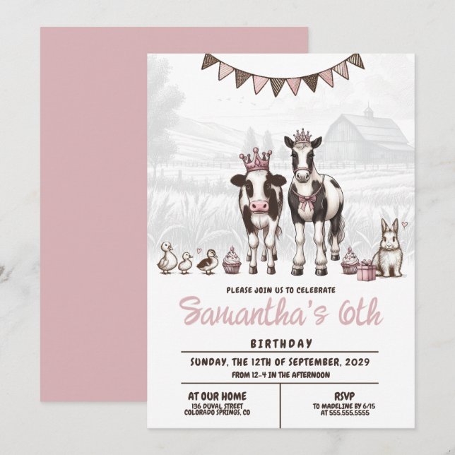 Invitación a la fiesta de cumpleaños de Princess A (Anverso / Reverso)