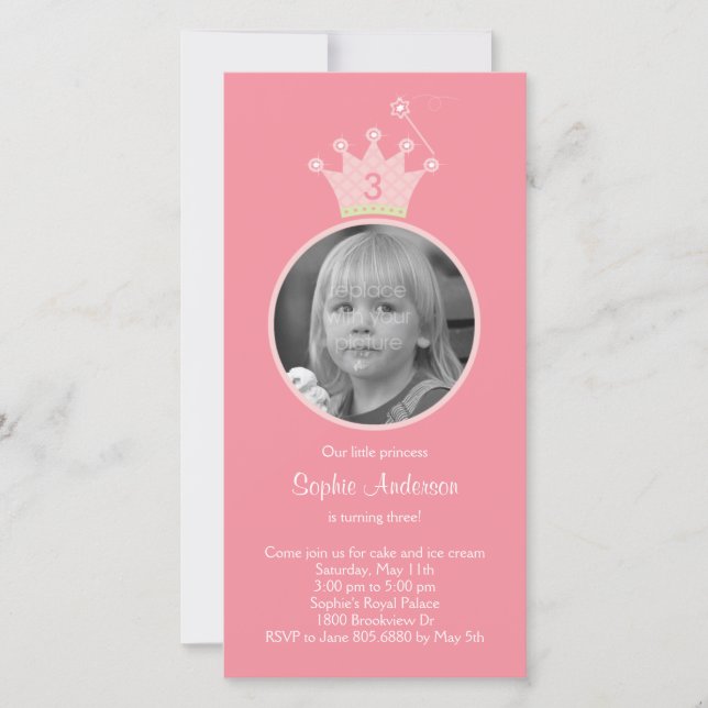 Invitación a la fiesta de cumpleaños de Princess P (Anverso)