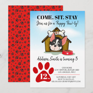 Invitación a la fiesta de cumpleaños de Puppy