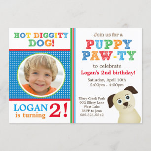 Invitación a la fiesta de cumpleaños de Puppy Paw-