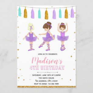 Invitación a la fiesta de cumpleaños de Purple Bal