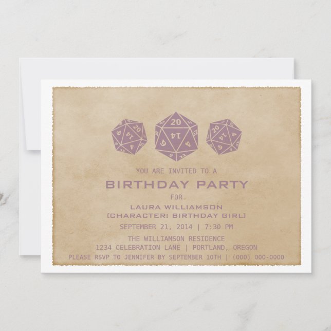 Invitación a la fiesta de cumpleaños de Purple Gru (Anverso)