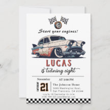 Invitación a la fiesta de cumpleaños de Race Car