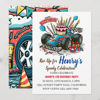 Invitación a la fiesta de cumpleaños de Race Car