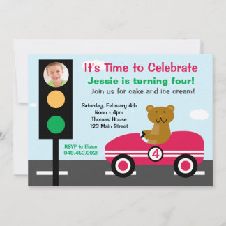 Invitación a la fiesta de cumpleaños de Race Car