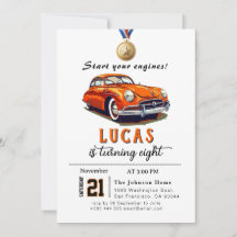 Invitación a la fiesta de cumpleaños de Race Car