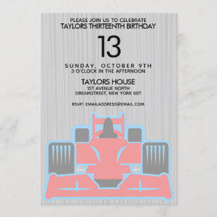 Invitación a la fiesta de cumpleaños de Race Car
