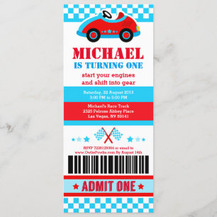 Invitación a la fiesta de cumpleaños de Race Car T