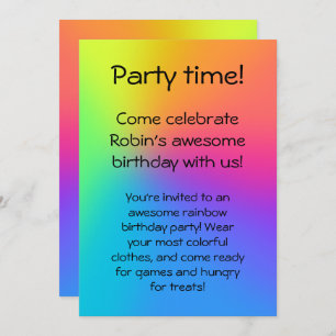 Invitación a la fiesta de cumpleaños de Rainbow Om