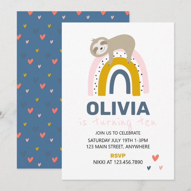 Invitación a la fiesta de cumpleaños de Rainbow Sl (Anverso / Reverso)