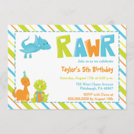 Invitación a la fiesta de cumpleaños de RAWR Dinos