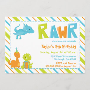 Invitación a la fiesta de cumpleaños de RAWR Dinos