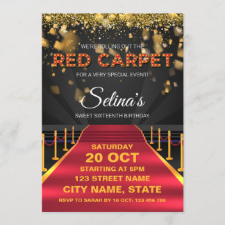 Invitación a la fiesta de cumpleaños de Red Carpet