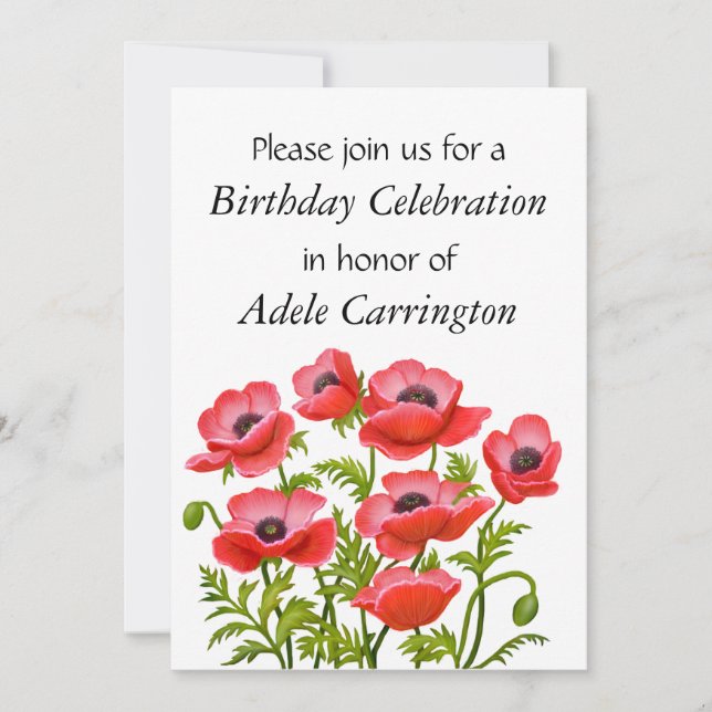 Invitación a la fiesta de cumpleaños de Red Garden (Anverso)