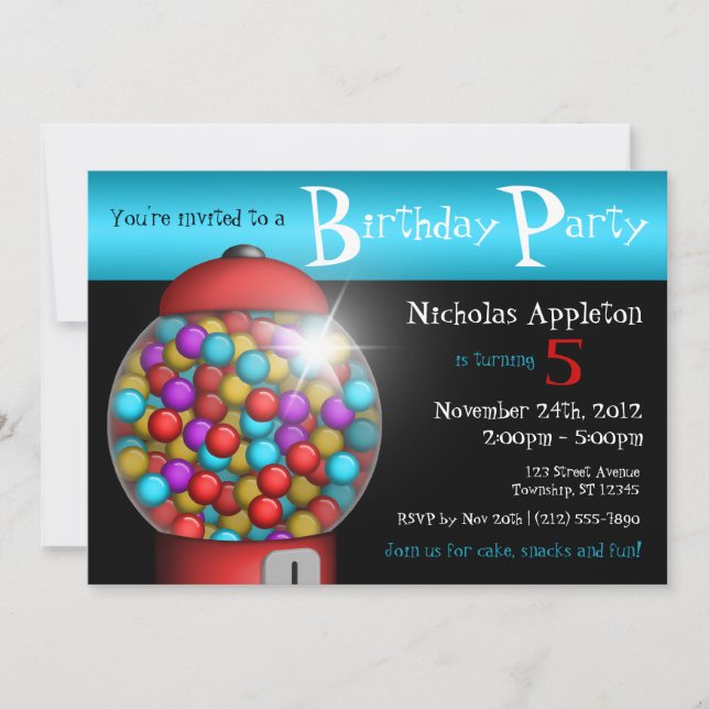 Invitación a la fiesta de cumpleaños de Red Gumbal (Anverso)