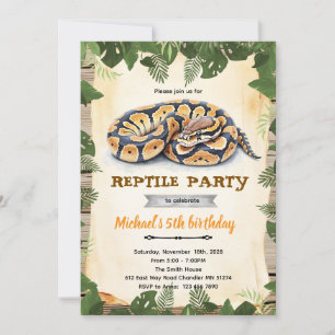 invitación a la fiesta de cumpleaños de reptil pit