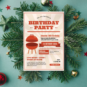Invitación a la fiesta de cumpleaños de Retro BBQ