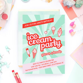 Invitación a la fiesta de cumpleaños de Retro Ice 