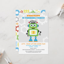 Invitación a la fiesta de cumpleaños de Robot - Bo