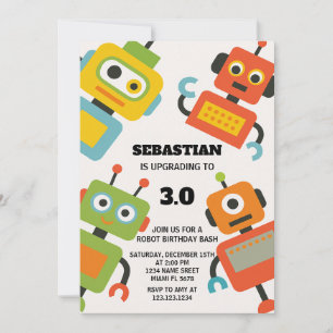 Invitación a la fiesta de cumpleaños de Robot edit