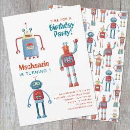 Invitación a la fiesta de cumpleaños de Robot Kids