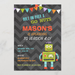Invitación a la fiesta de cumpleaños de Robot Let'