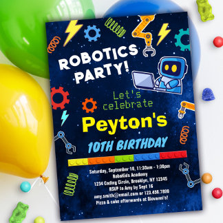 Invitación a la fiesta de cumpleaños de Robotics p