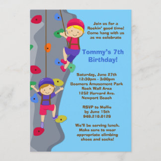 Invitación a la fiesta de cumpleaños de Rock Wall