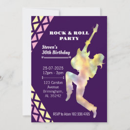 Invitación a la fiesta de cumpleaños de rock y rol