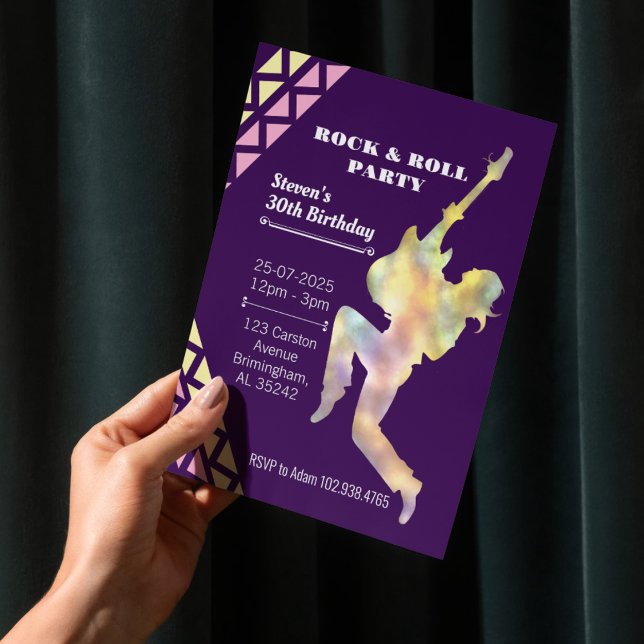 Invitación a la fiesta de cumpleaños de rock y rol (Subido por el creador)