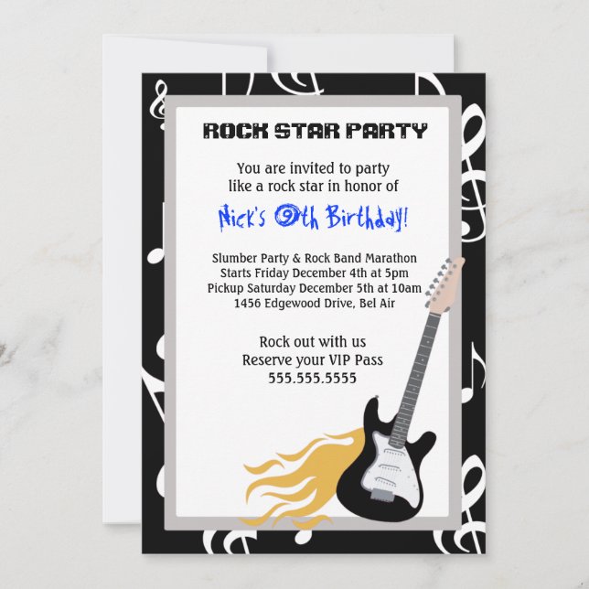 Invitación a la fiesta de cumpleaños de ROCKER GUI (Anverso)