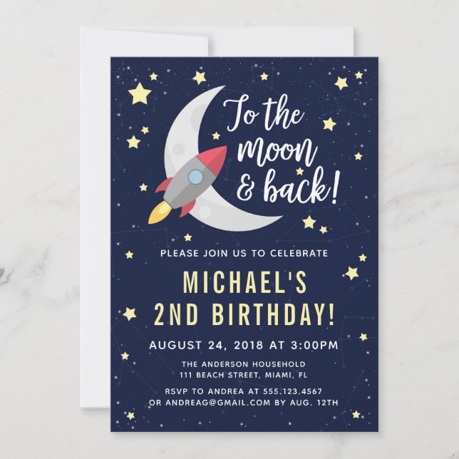 Invitación a la fiesta de cumpleaños de Rocket Moo (Anverso)