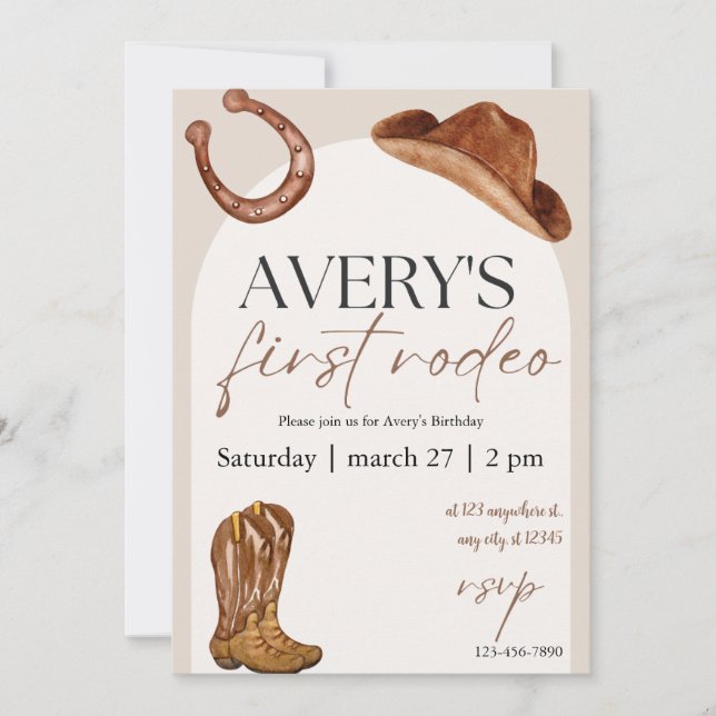 Invitación a la fiesta de cumpleaños de Rodeo (Anverso)