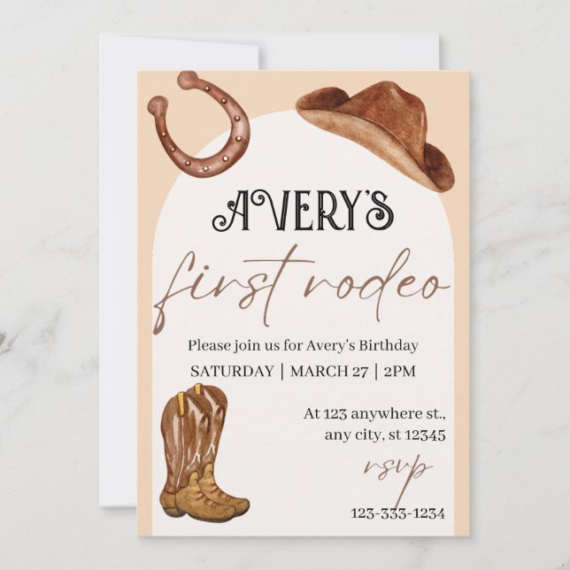 Invitación a la fiesta de cumpleaños de Rodeo (Anverso)